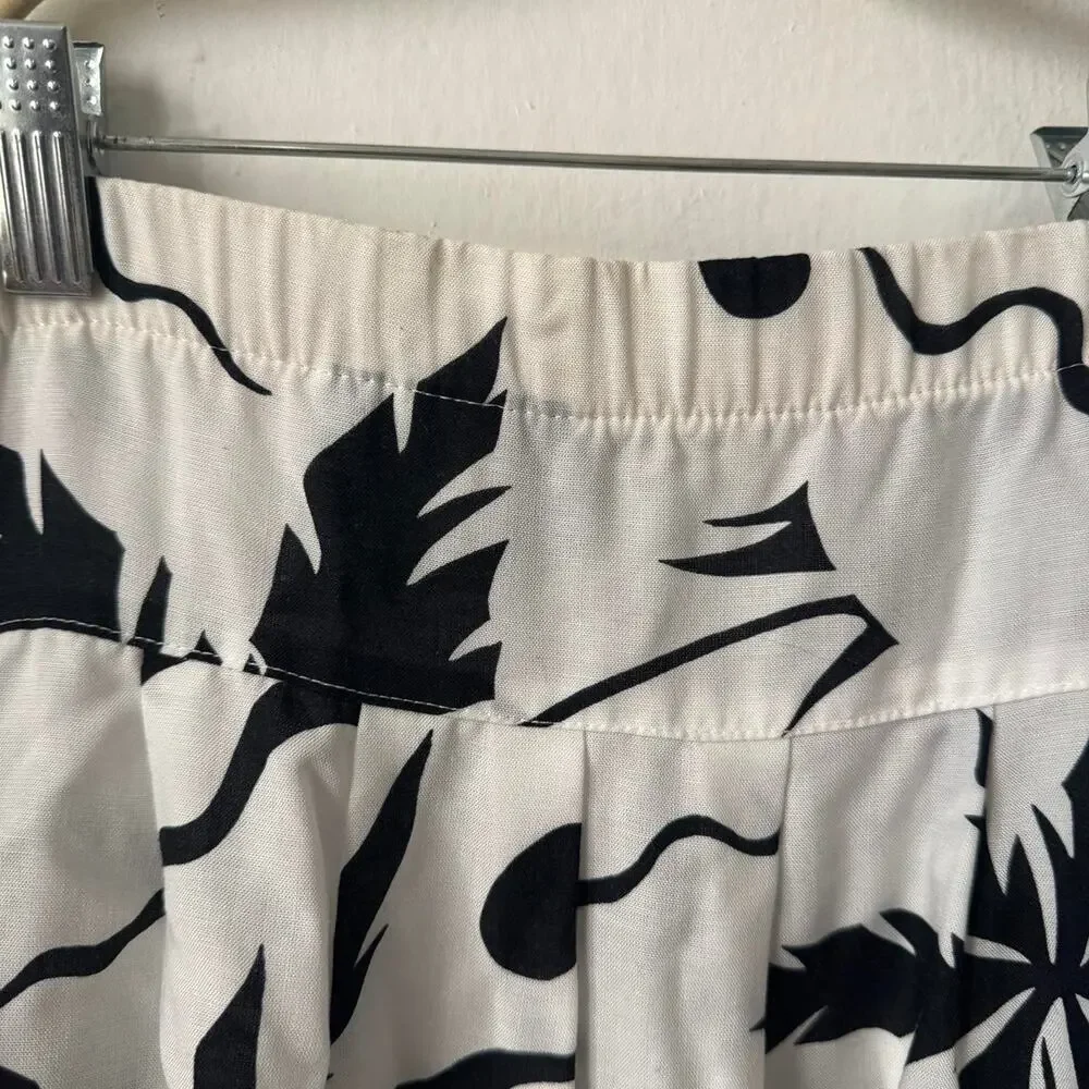 Basque Waist Vintage Floral By Krush black white skirt cruise tropical palm tree
